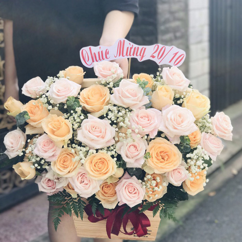 Lẵng hoa chúc mừng tại shop hoa tươi Tuy Phong Bình Thuận