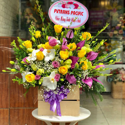 Lẵng hoa tươi đẹp tại shop hoa tươi TP Hà Giang